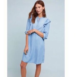 Anthropologie Cloth & Stone Ruffled Shirtdress NWT $148 M
